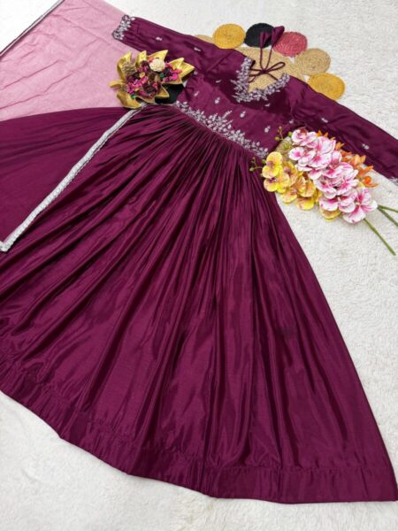 Soft chinon embroidery gown