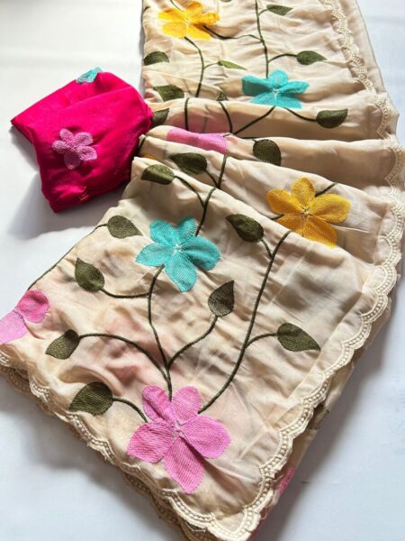 Chinon silk saree