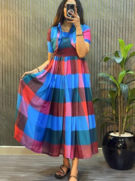 Premium mul chanderi frock