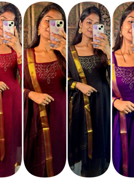 Handwork maxi with dupatta
