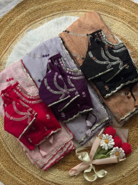 Designer saree with embroidery work
