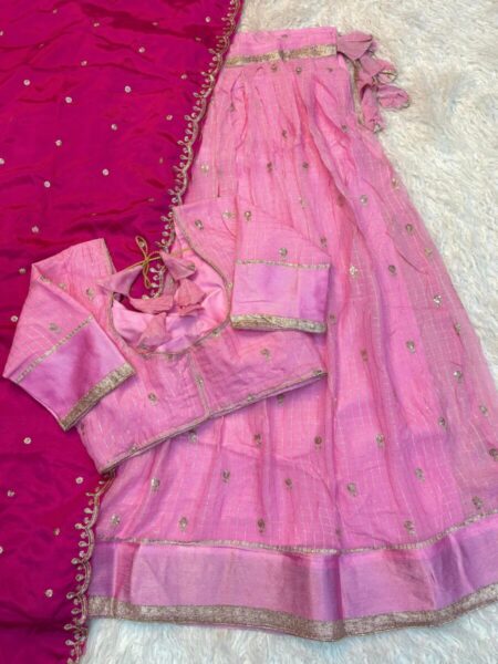 Half sarees pink combination