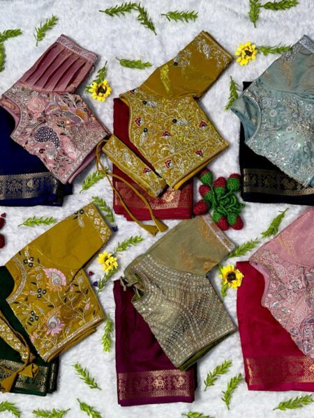Work stitched blouse with saree