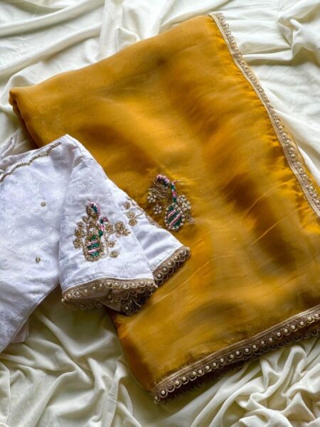 Soft glitter tissue saree