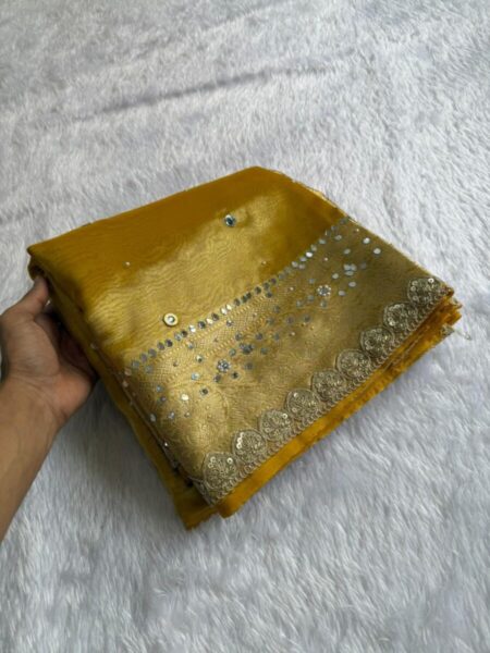 Premium golden tissue saree