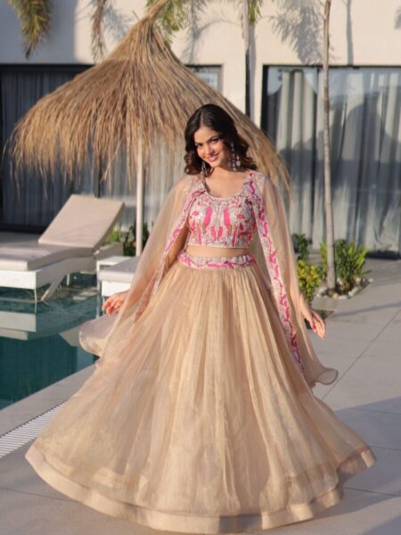 Trending lehanga with sindhur silk beads
