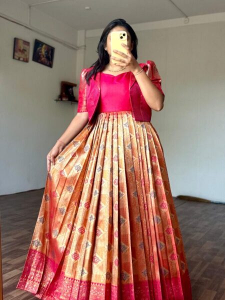 Banarasi silk premium gown set