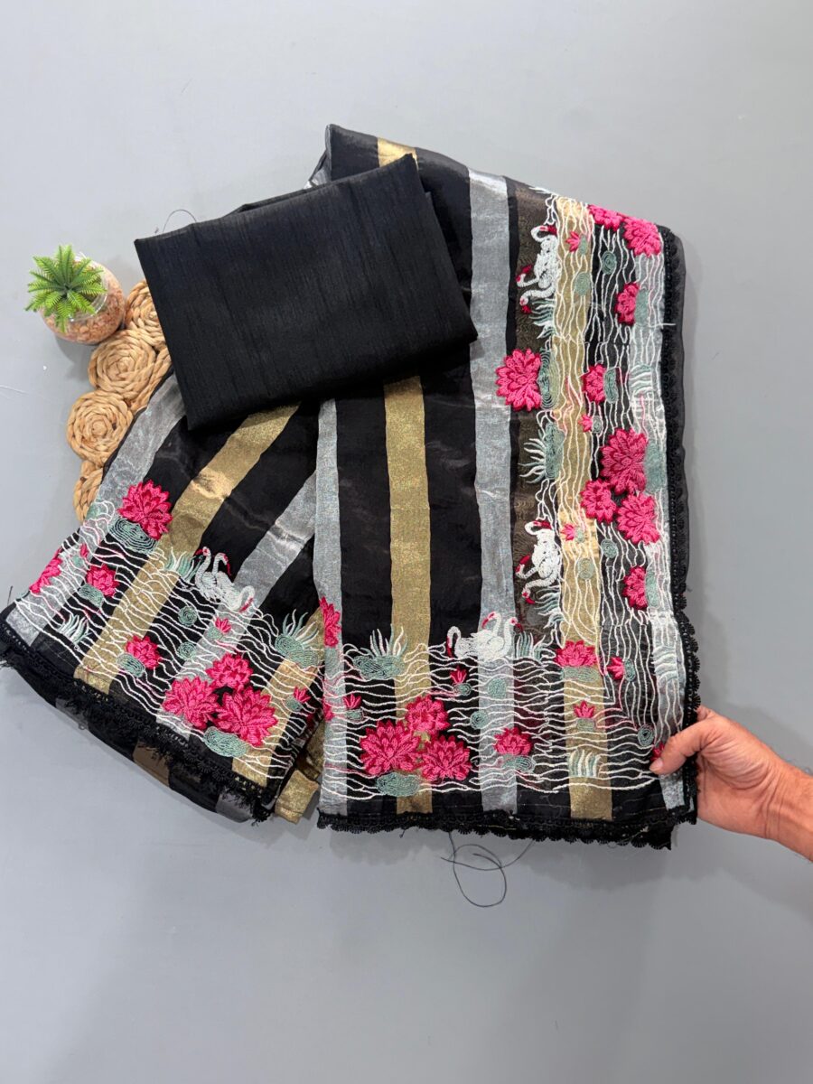 Premium organza tissue saree - Image 3