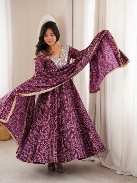 Mirror embroidery frock