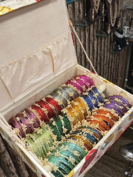 Beautiful 12 Dozens Gold Drop Glass Bangles With Kashmiri Ghungru  Bangles