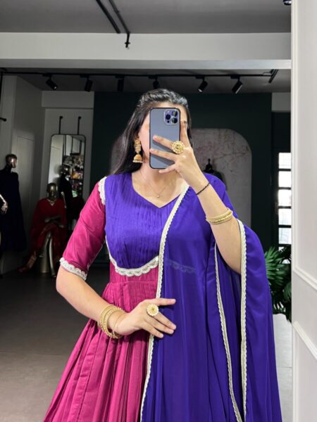 Zari weaving with lace dress
