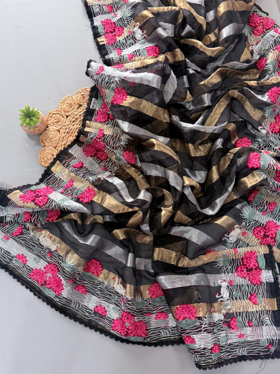 Premium organza tissue saree - Image 2