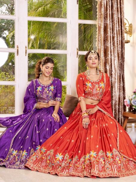 Heavy embroidery sequence bids lehanga