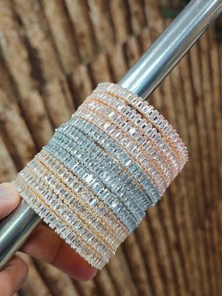 Beautiful AD Stone Bangles 3 Set 3 Colours Combo