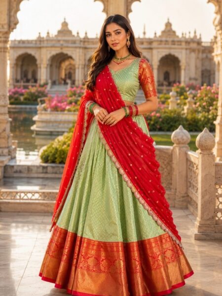 Elegant poly cotton lehanga