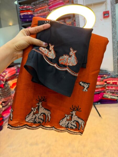 Georgette saree with embroidery work