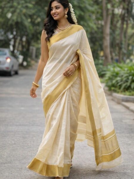 Onam special semi tussar silk saree