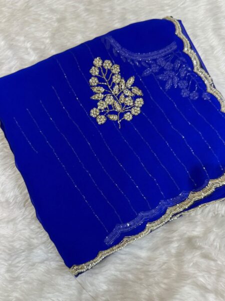 Georgette sarees with zari handwork
