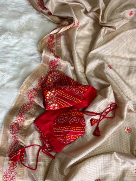 Premium tissue saree with gotta & embroidery work