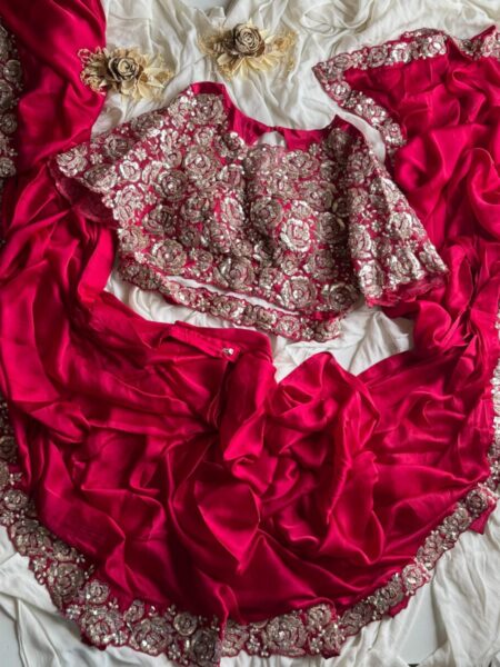 Red velvet one minute saree