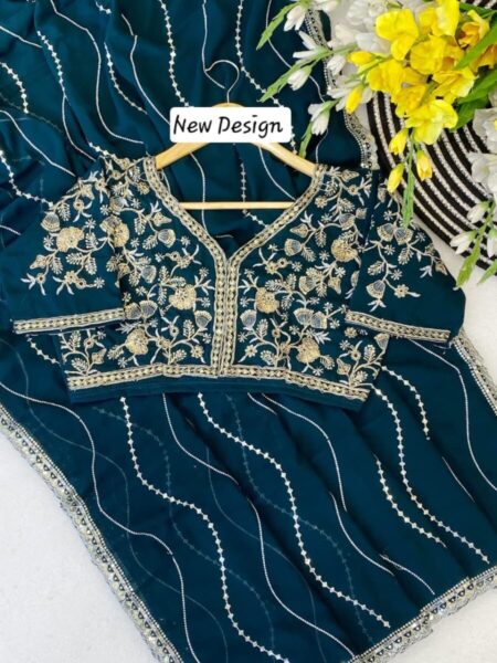 Pure blooming silk georgette saree