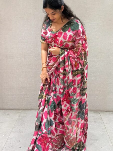 New tebi silk with designer hand work blouse